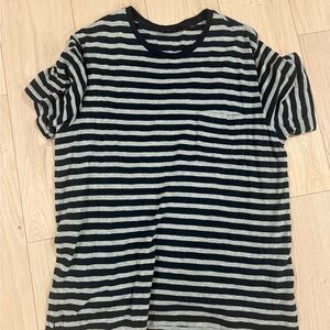 Vince Navy and Gray Striped Tee